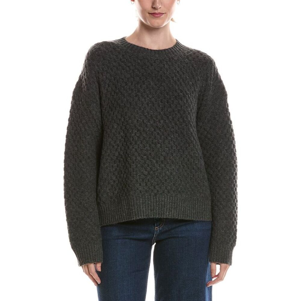 Michael Stars Womens Sophia Honeycomb Stitch Sweater, Grey